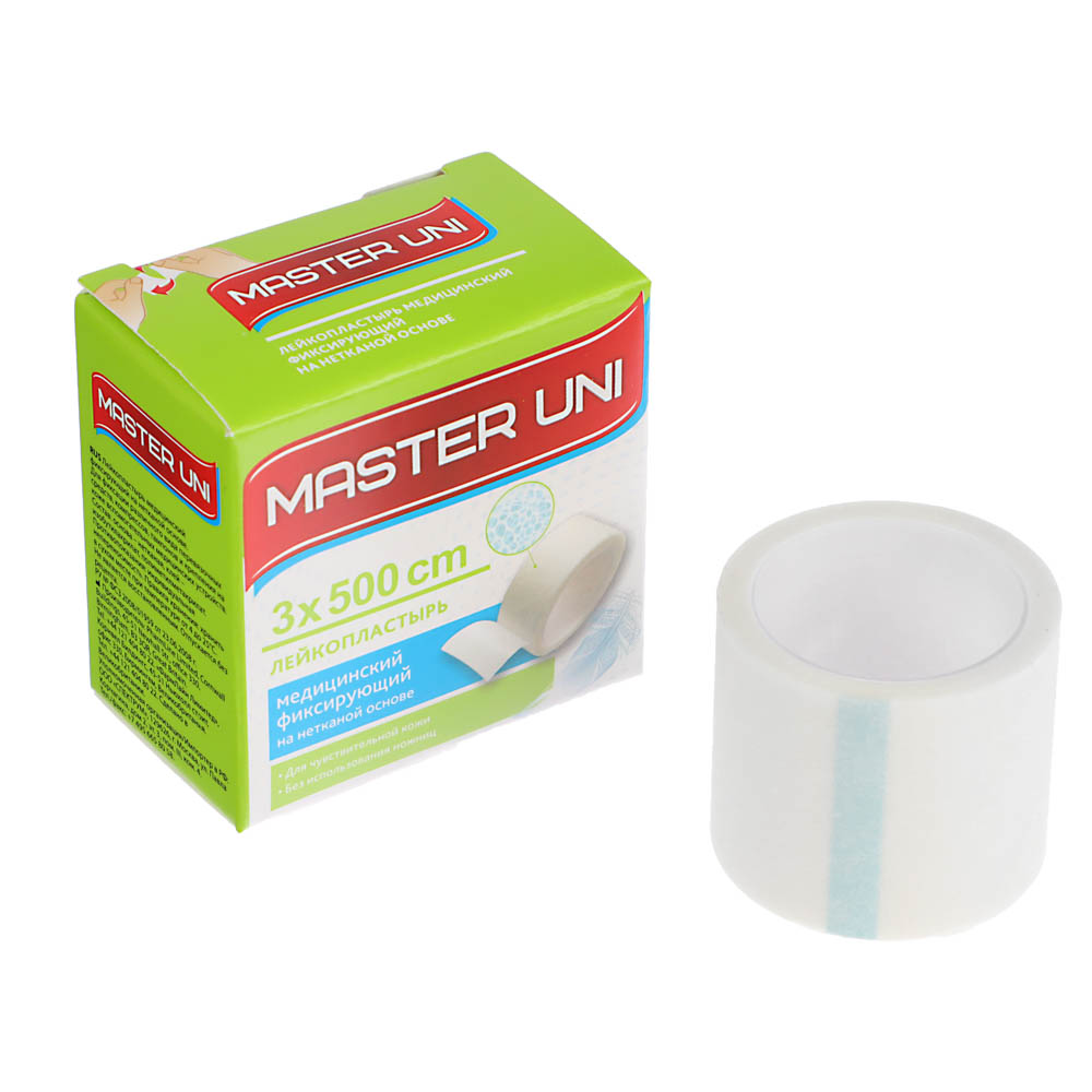 Лейкопластырь MASTER UNI мед,фикс,на нетк.основе, 3х500см,катушка, арт.№ 360-162