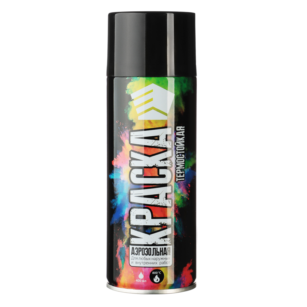 ЕРМАК Краска аэрозоль, 400 мл, термостойкая, черная, арт.№ 759-014