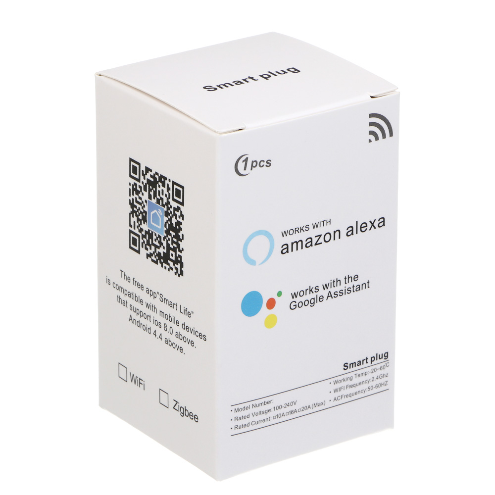 Сетевая розетка Smart BY, Tuya, Алиса Wi-Fi, 10 А, 110-220 В, 50/60 Гц, белый, арт.№ 907-179