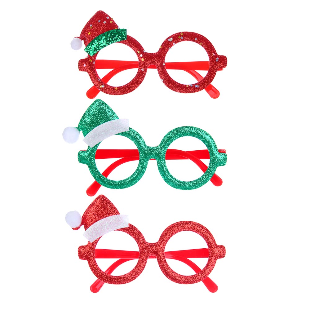СНОУ БУМ Очки новогодние, полипропилен, фетр, 8х14 см, 2 дизайна, арт.2025-15, арт.№ 391-004
