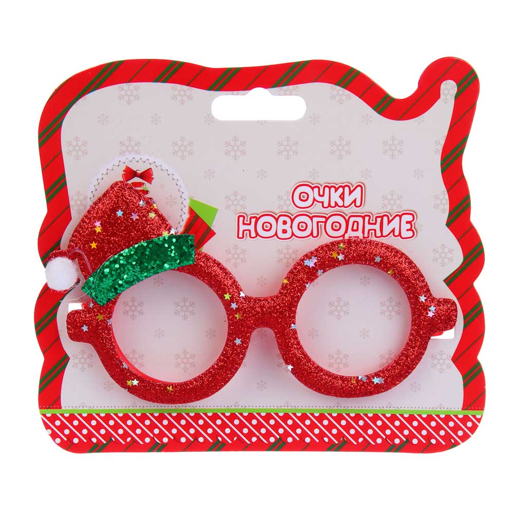 СНОУ БУМ Очки новогодние, полипропилен, фетр, 8х14 см, 2 дизайна, арт.2025-15, арт.№ 391-004