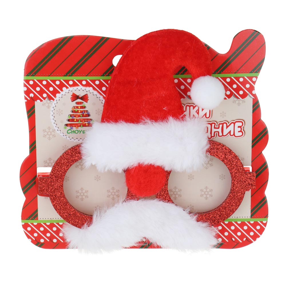 СНОУ БУМ Очки новогодние, пластик, полиэстер, 13,5х14 см, арт.2025-17, арт.№ 391-006