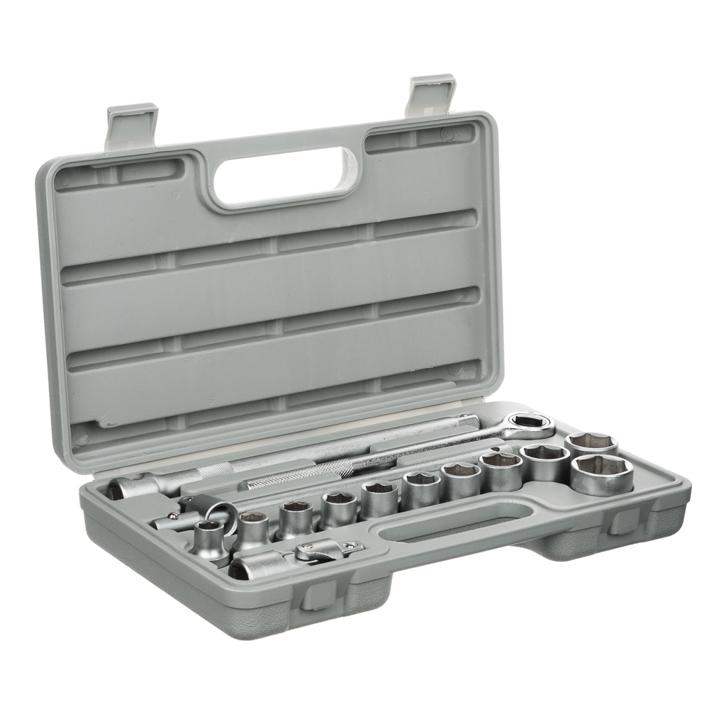 ЕРМАК Набор головок, 16 предм., 10-27мм, с карданным шарниром 1/2", арт.№ 736-498