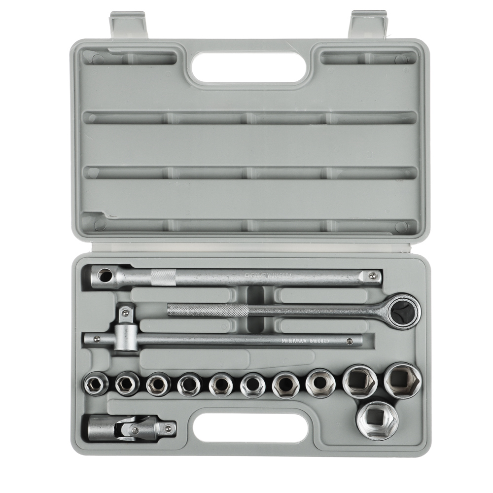 ЕРМАК Набор головок, 16 предм., 10-27мм, с карданным шарниром 1/2", арт.№ 736-498