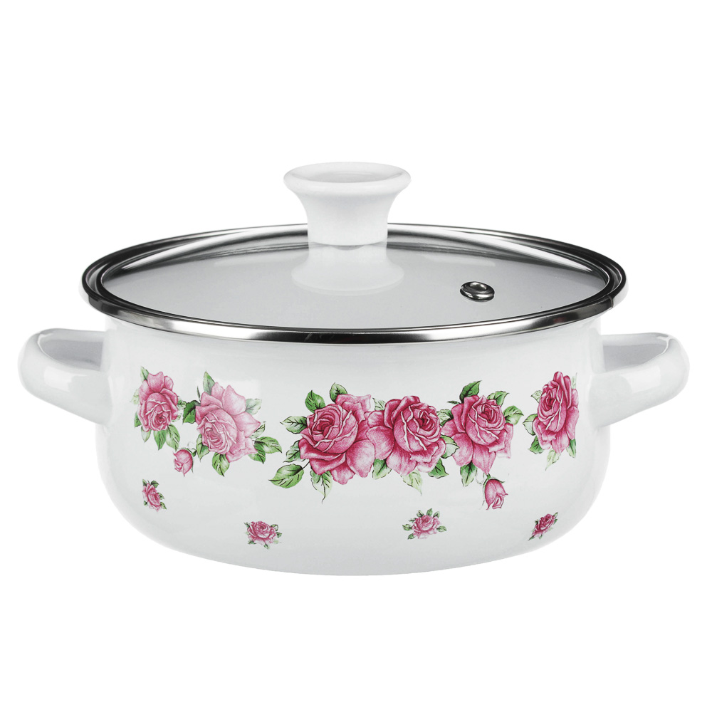 Набор мини-кастрюли 2шт. + салатник 1шт., с крышками, 6пр (14/16+14см, 0,7/1,1+0,7л) "Роузи", арт.№ 894-461