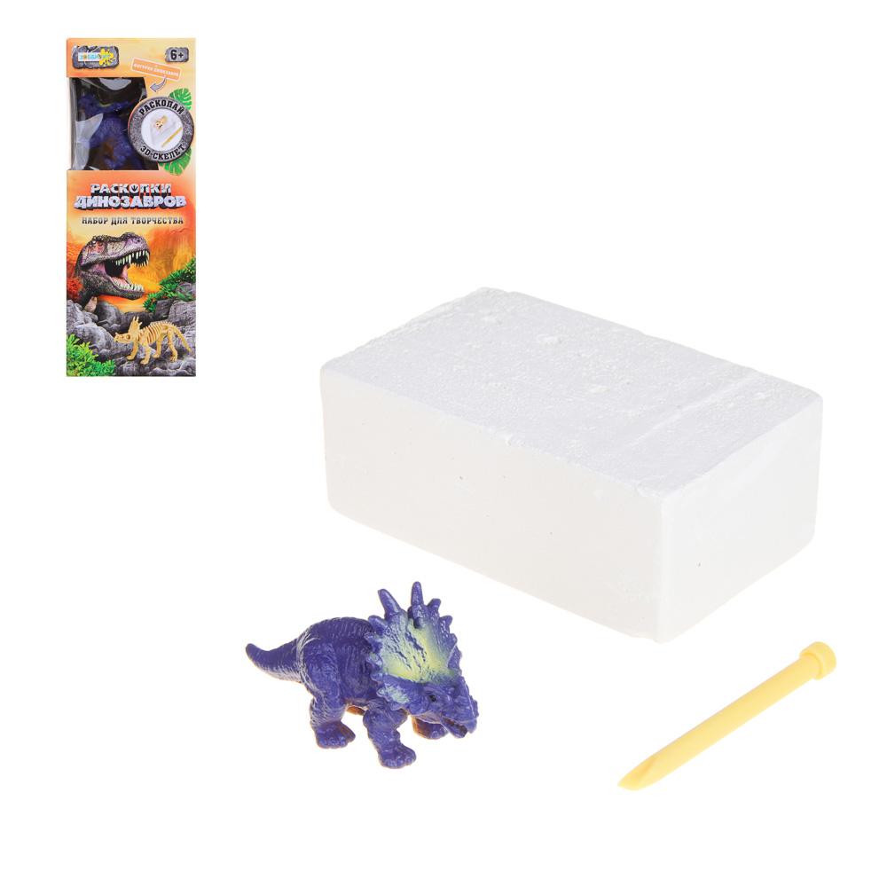 ХОББИХИТ Набор для творчества "Раскопки динозавров" с фигурками, ABS, гипс, 16,7х6,5х4см, 6 диз., арт.№ 283-183
