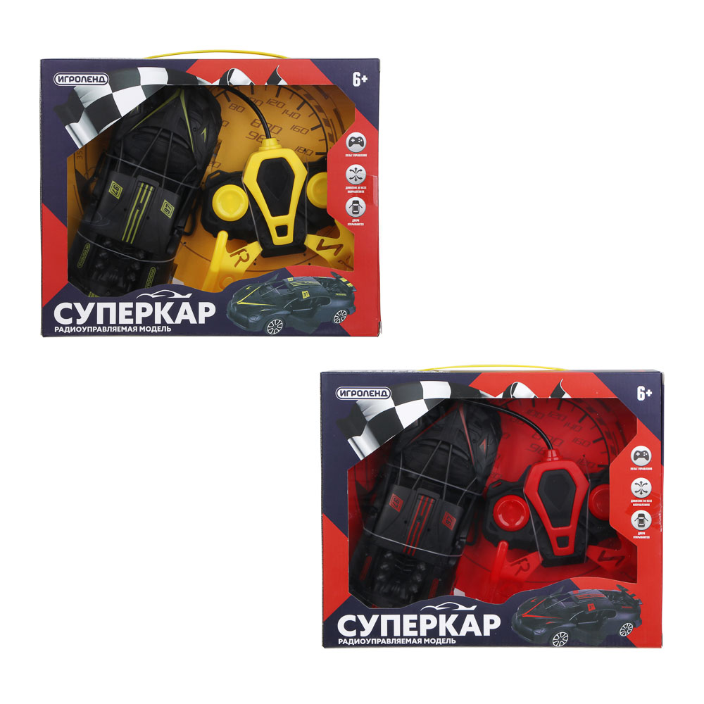 ИГРОЛЕНД Машина на радиоуправлении "Суперкар", 5xАА, PP, 27х22х6,6см, 3 дизайна, арт.№ 293-014