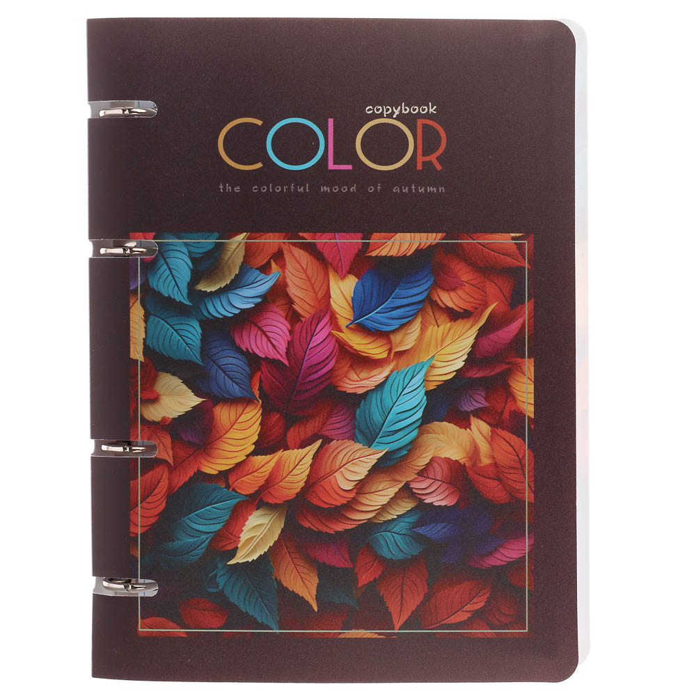 Тетрадь на кольцах А5, 80 л., клетка, обложка пластик, белый блок, микс, арт.№ 578-182