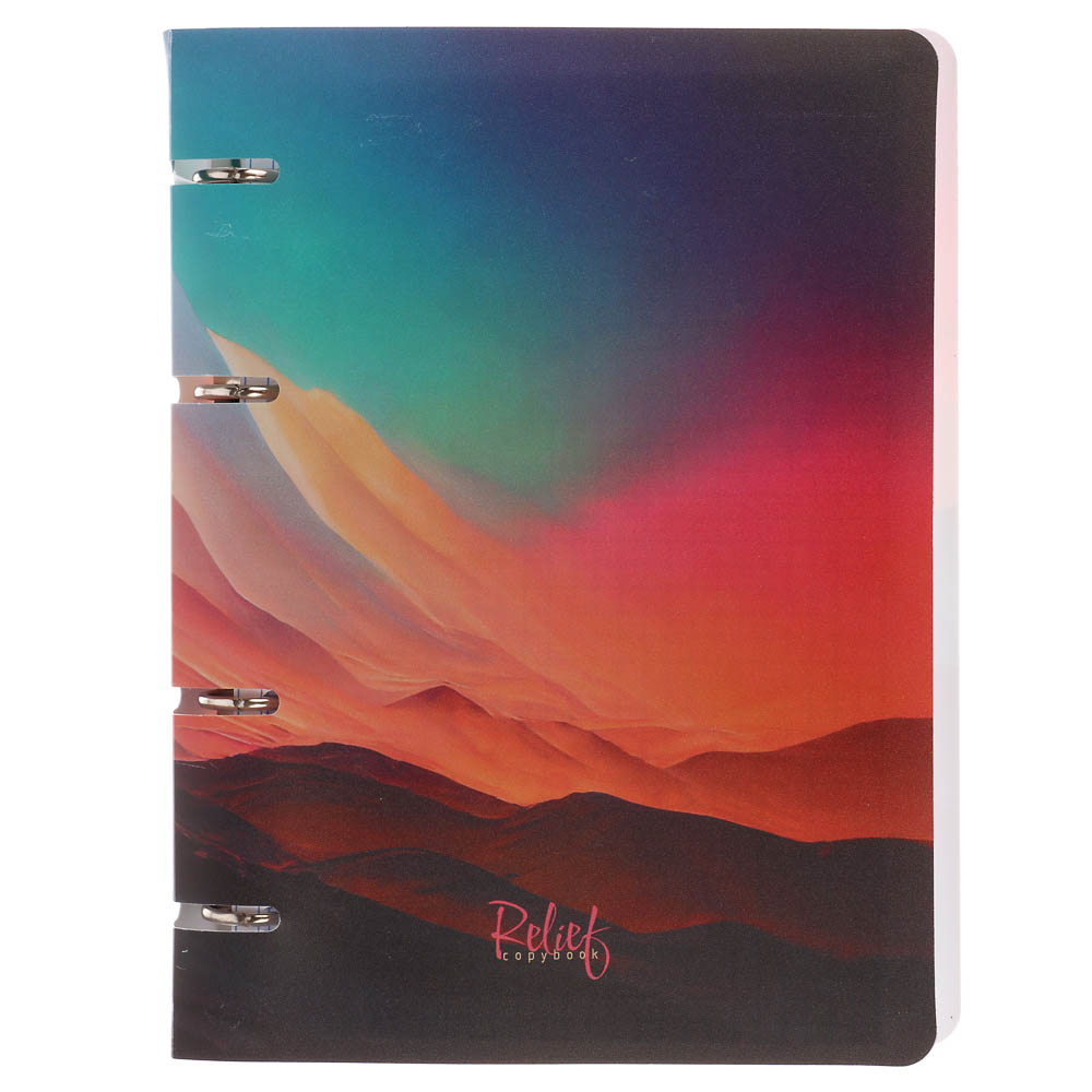 Тетрадь на кольцах А5, 80 л., клетка, обложка пластик, белый блок, микс, арт.№ 578-182