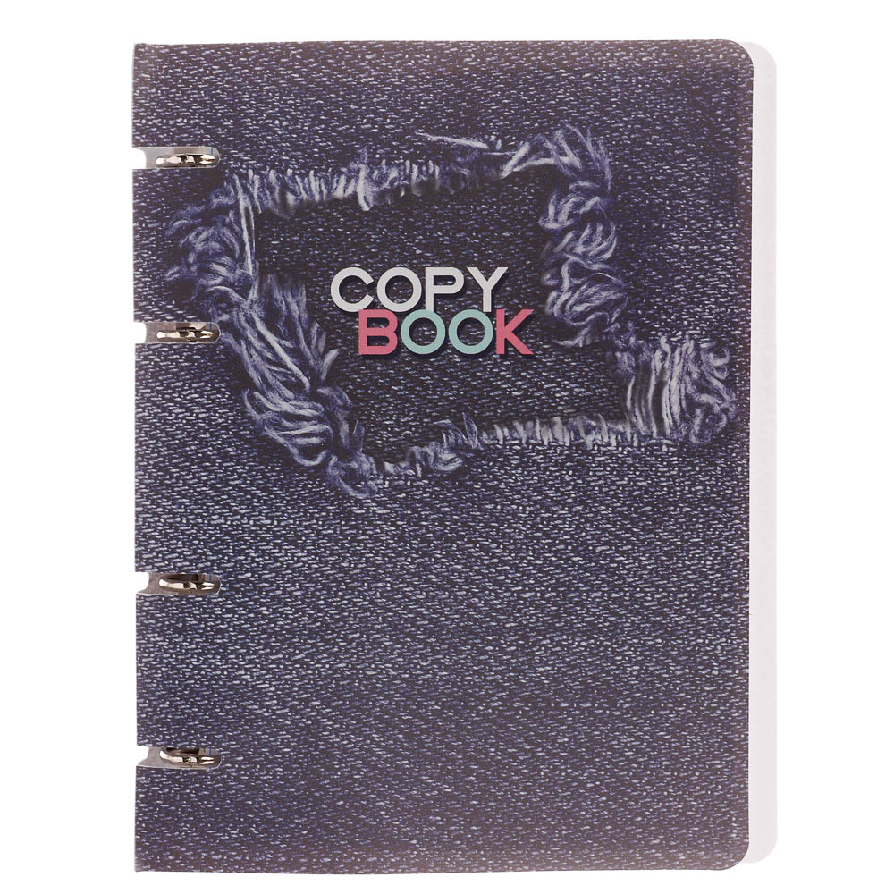 Тетрадь на кольцах А5, 80 л., клетка, обложка пластик, белый блок, микс, арт.№ 578-182