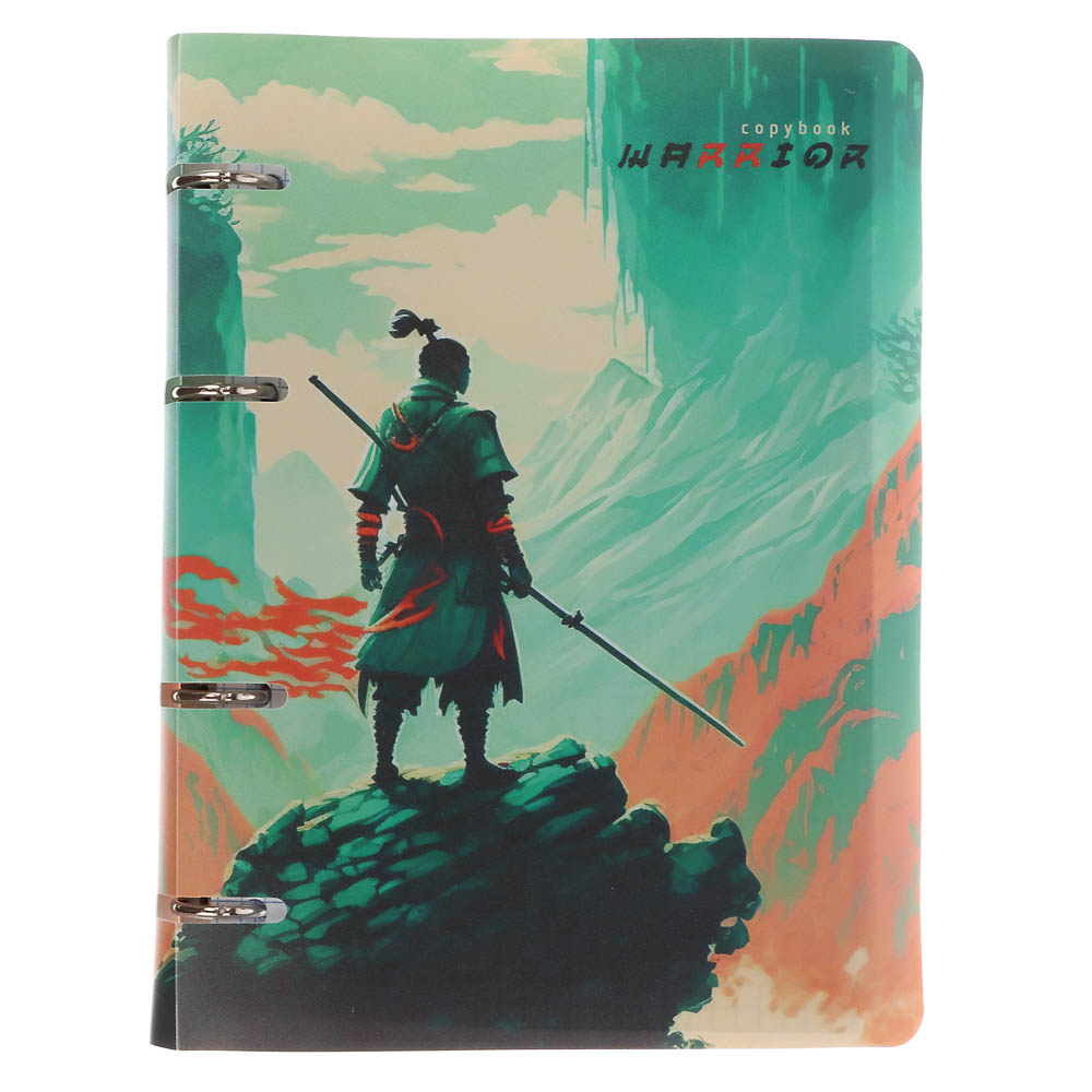 Тетрадь на кольцах А5, 80 л., клетка, обложка пластик, белый блок, микс, арт.№ 578-182