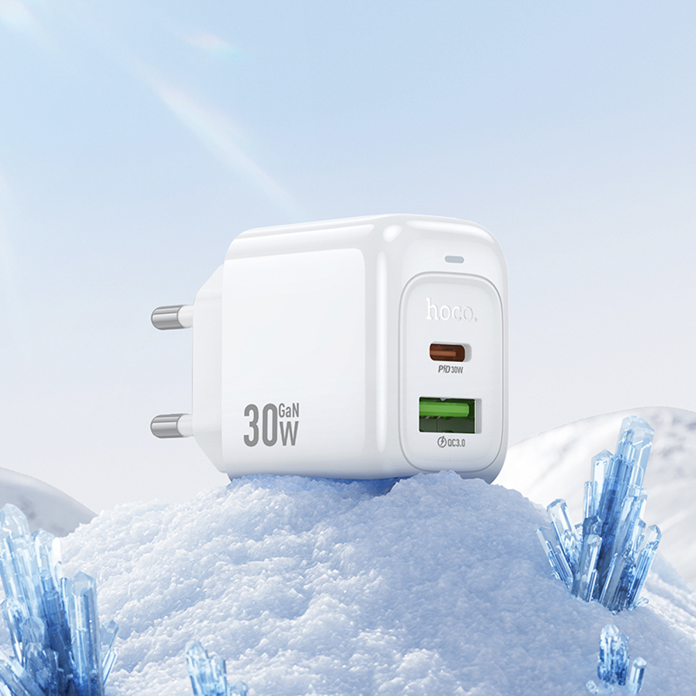 Сетевое зарядное устройство hoco. модель CS55A, USB+C 30W, цвет: белый, арт.№ 916-271