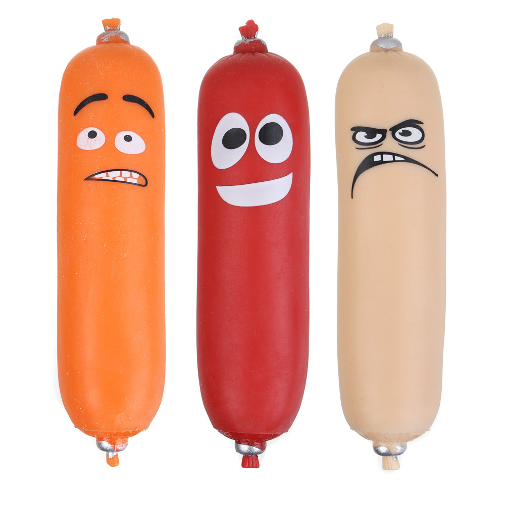 ИГРОЛЕНД Рыжий Сквиш-тянучка "Сосиска", TPR, 14x3,5см, 3 цвета, арт.№ 295-242