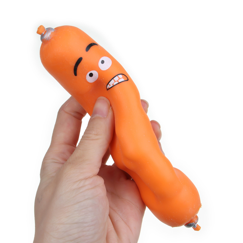 ИГРОЛЕНД Рыжий Сквиш-тянучка "Сосиска", TPR, 14x3,5см, 3 цвета, арт.№ 295-242