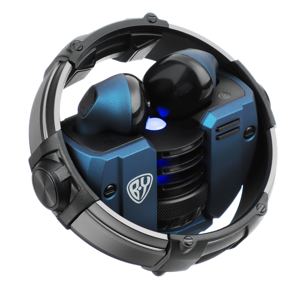 BY Наушники беспроводные TWS Герои ПЕРЕСВЕТ вкладыши, металл., черно-синий, BT5.3, 30/300 mAh., арт.№ 410-259