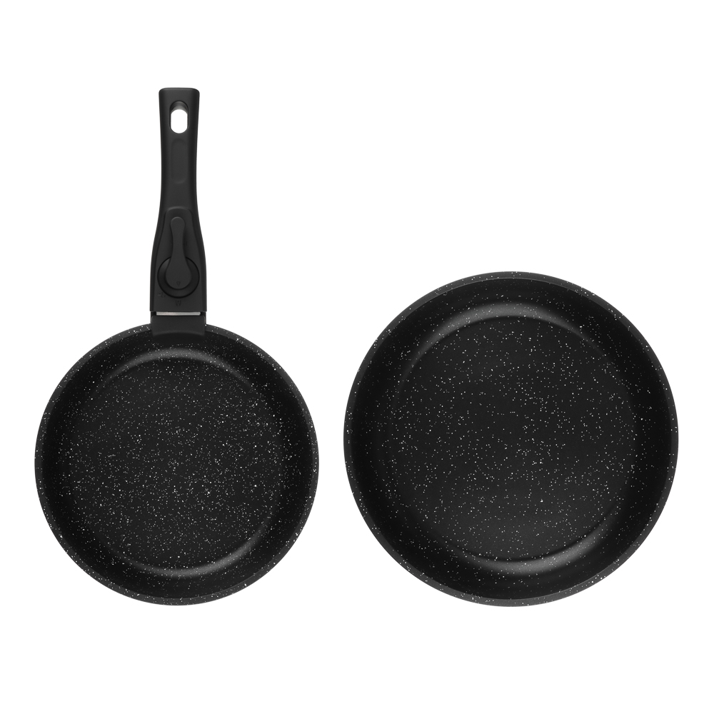 Набор посуды SATOSHI Анси 3 предмета, сковорода 20 см, 24 см+съемная ручка, антиприг. покрытие мрамор, индукция, арт.№ 846-752