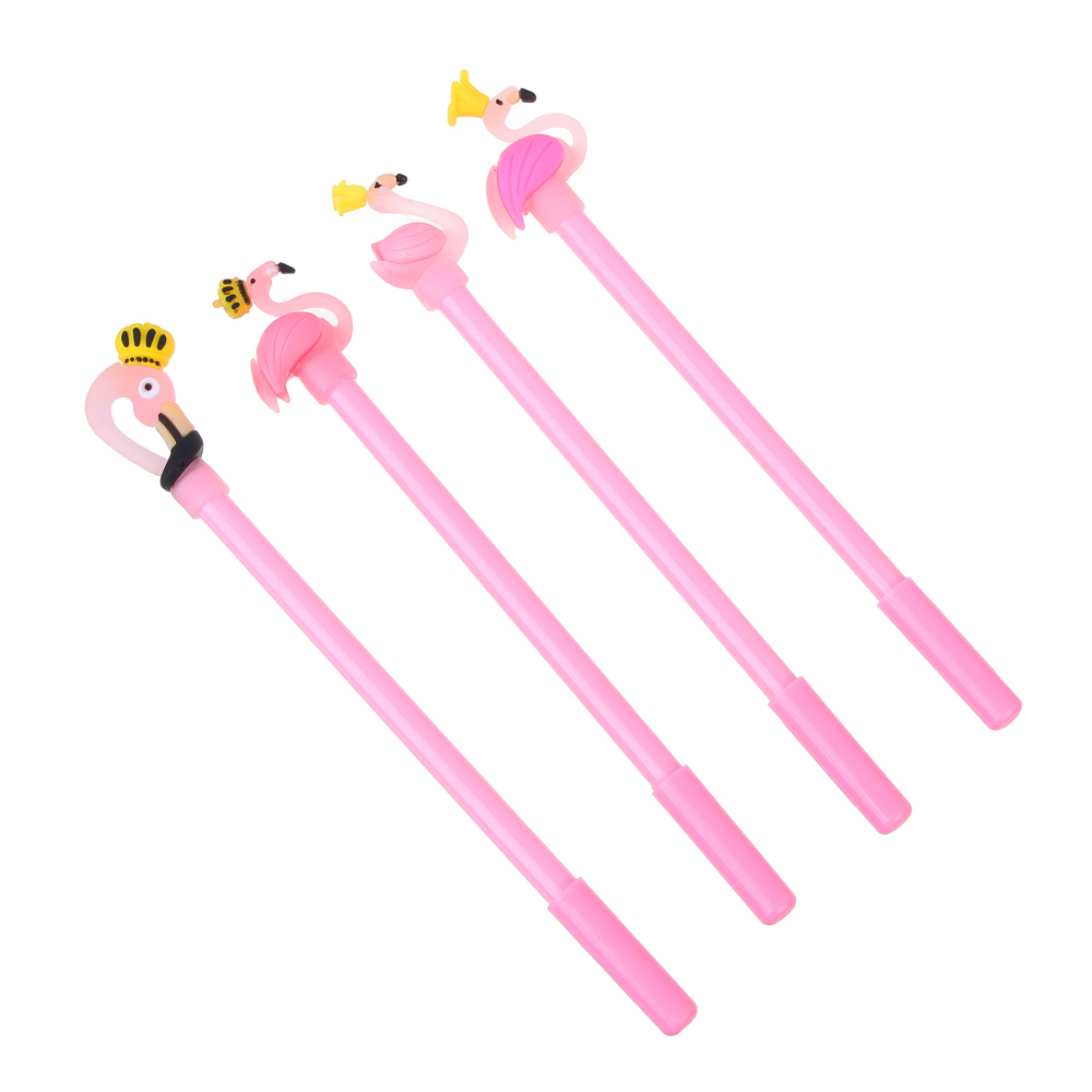 Ручка гелевая синяя, с наконечником в форме фламинго с короной, 4 дизайна, арт.№ 591-199