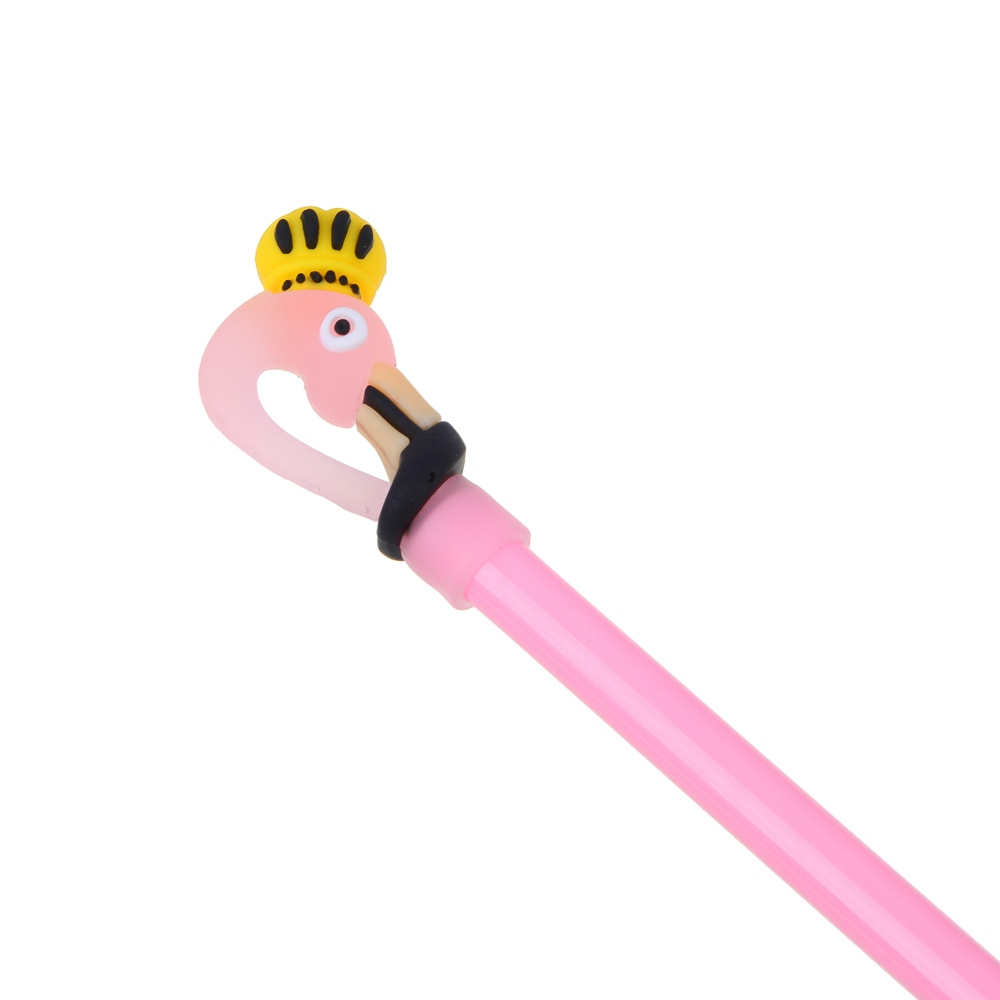 Ручка гелевая синяя, с наконечником в форме фламинго с короной, 4 дизайна, арт.№ 591-199