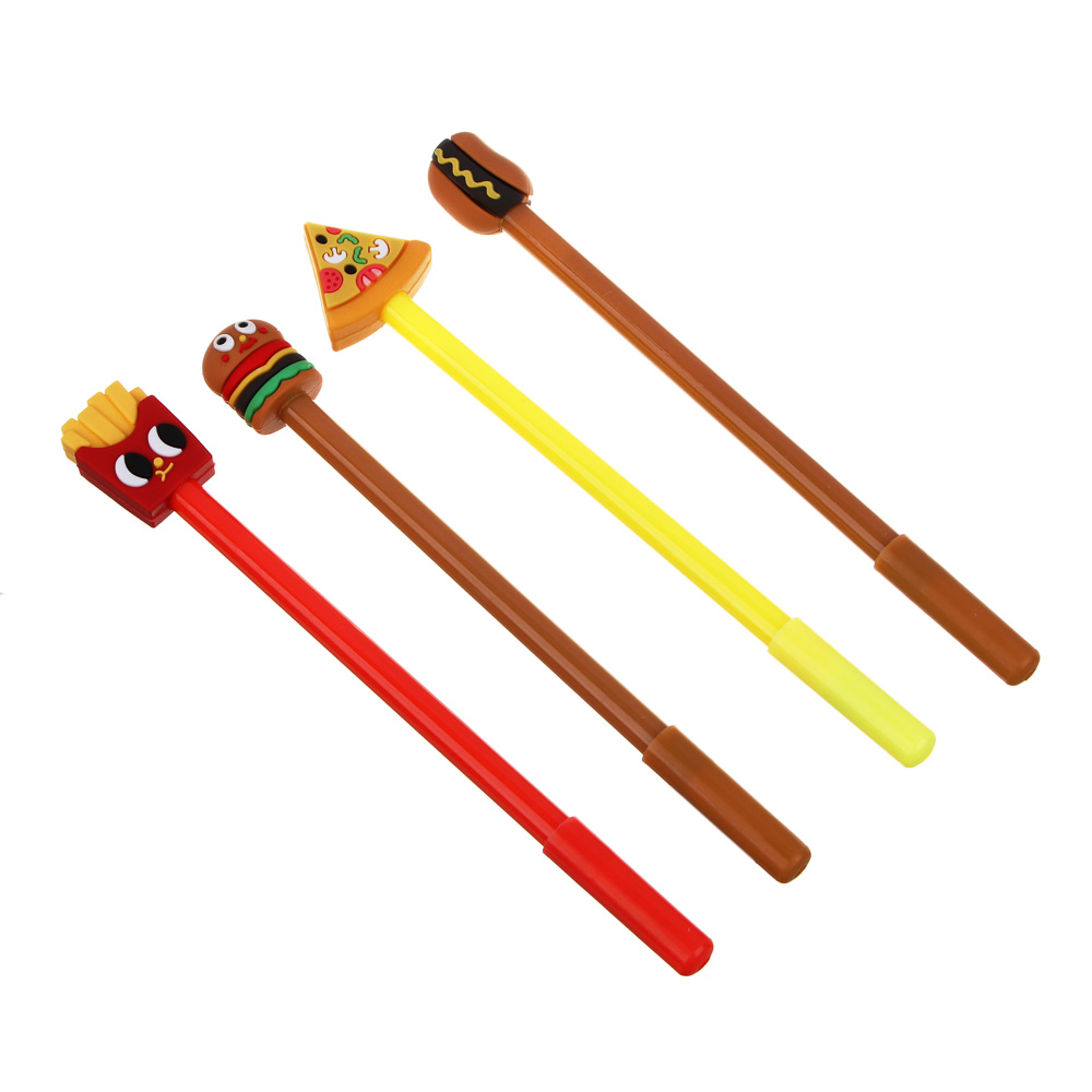 Ручка гелевая синяя, с наконечником в форме фастфуда, 4 дизайна, арт.№ 591-202