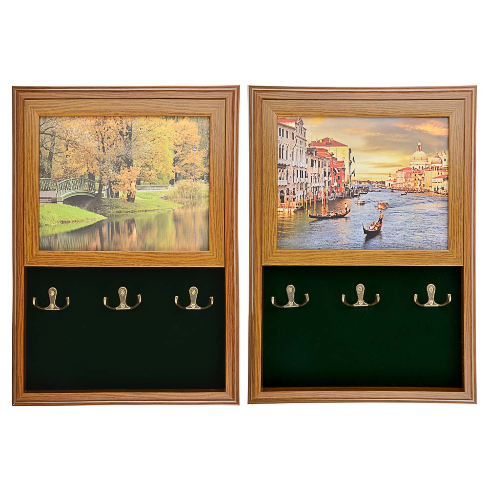 LADECOR Ключница открытого типа, 6 крючков, 29х38х3см, пластик, 2 дизайна, арт.№ 510-170