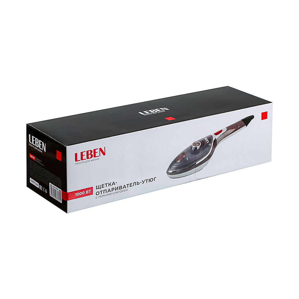 LEBEN Щётка-отпариватель-утюг 1000Вт, тефл. покрыт, терморегулятор, резевр. 100мл, пар 15гр.мин., арт.№ 249-004