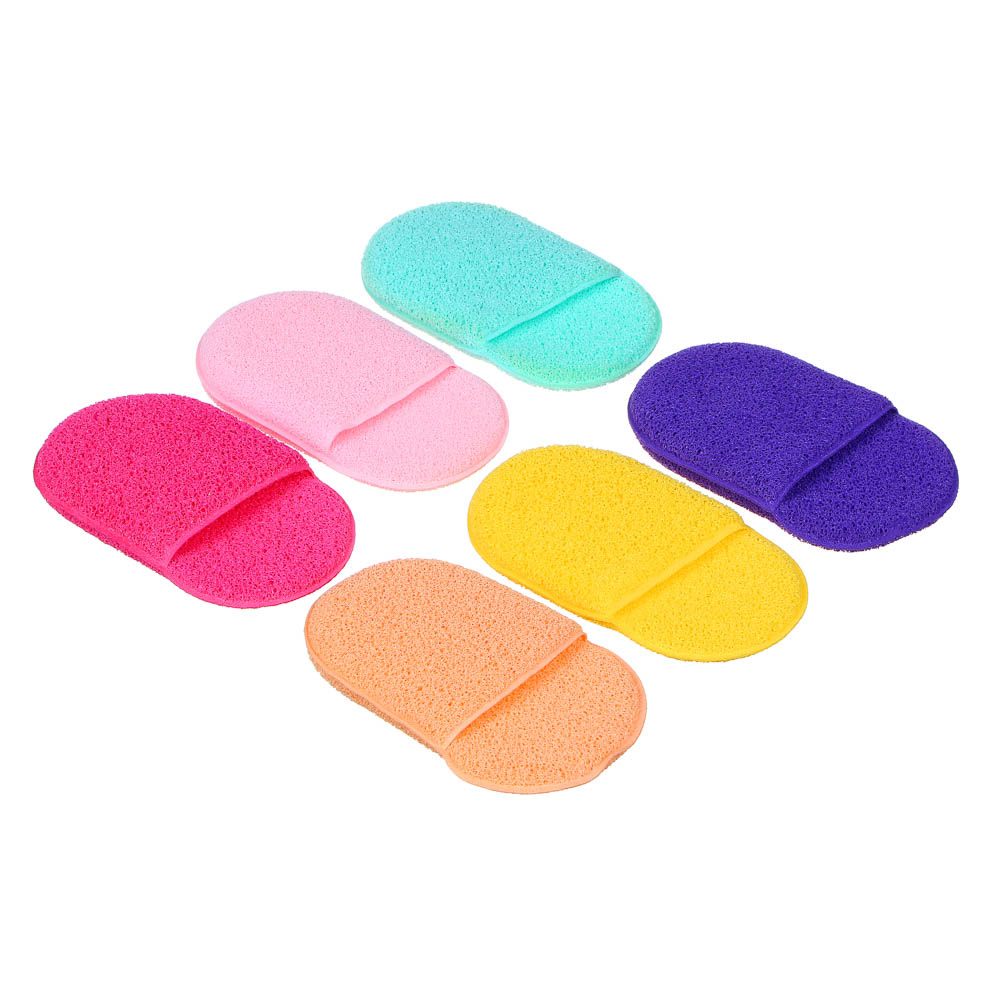 ЮНИLOOK Спонж для умывания, полиуретан, 9,5х6см, 6 цветов, арт.№ 357-250