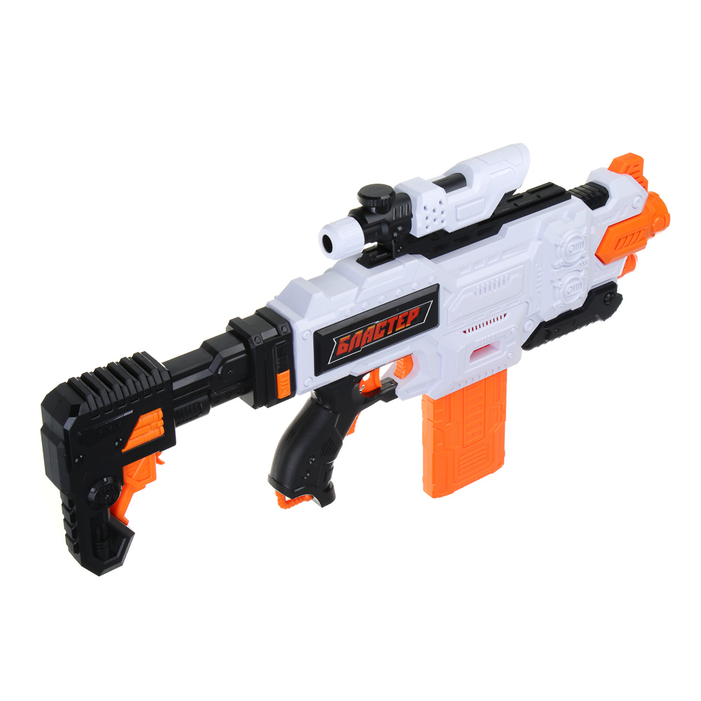 BY Русские Супергерои Бластер с мягкими патронами, АБС, 24 пули EVA, 6хАА, 60х32х6,5 см, арт.№ 261-008