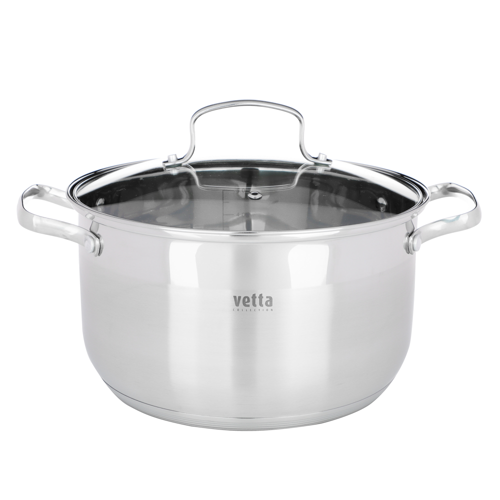 VETTA Берн Кастрюля 24х14см. 6,1л. со стекл. крышкой, индукция, арт.№ 822-102