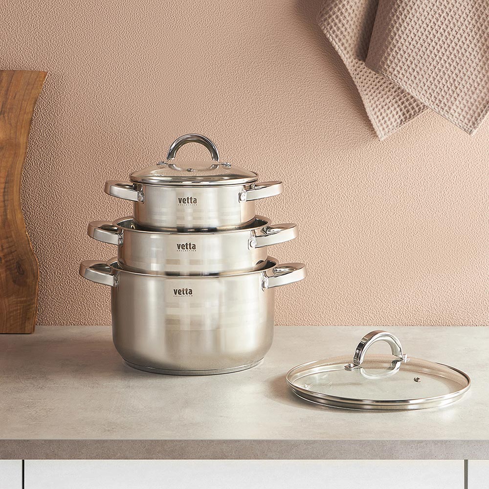 VETTA Фултон Кастрюля 18х10,5см, 2,1л, со стекл. крышкой, индукция, арт.№ 822-112