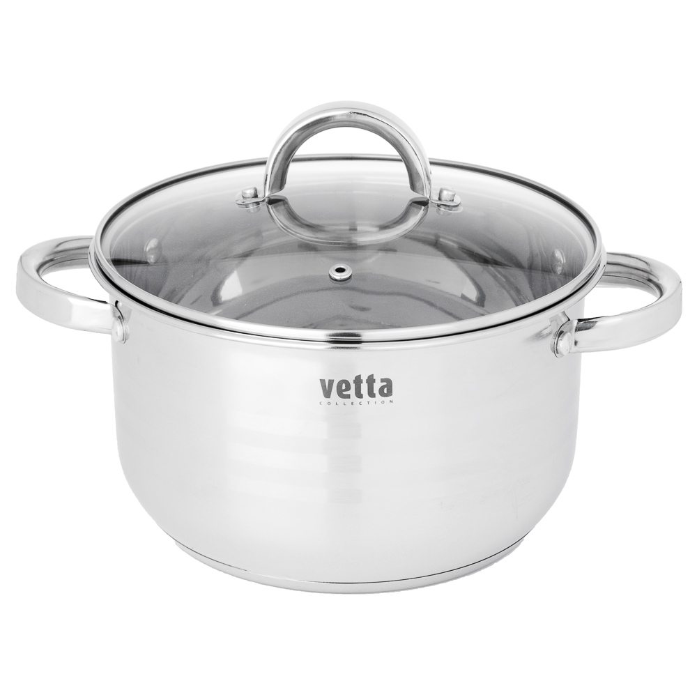 VETTA Фултон Кастрюля 22х12,5см, 4,0л, со стекл. крышкой, индукция, арт.№ 822-114
