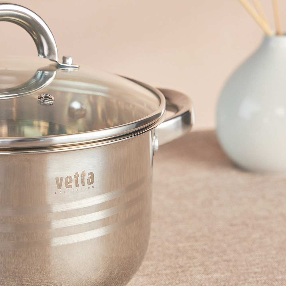 VETTA Фултон Кастрюля 22х12,5см, 4,0л, со стекл. крышкой, индукция, арт.№ 822-114