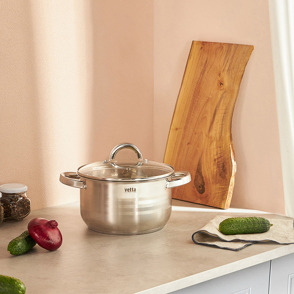 VETTA Фултон Кастрюля 22х12,5см, 4,0л, со стекл. крышкой, индукция, арт.№ 822-114