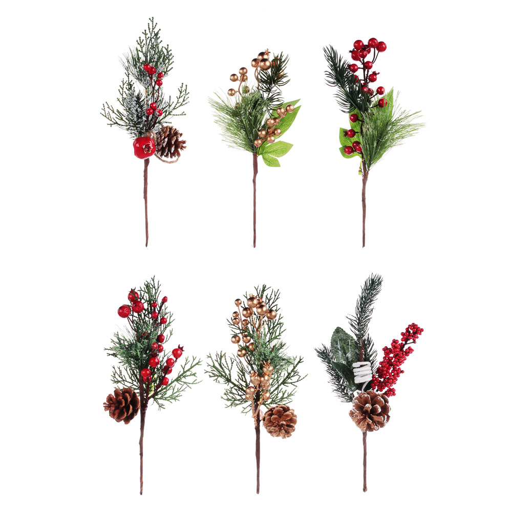 СНОУ БУМ Украшение декоративное в виде веточки, пластик, 32см, 6 видов, арт.№ 353-088