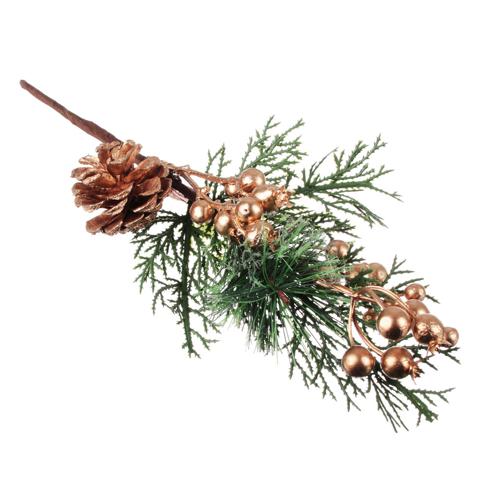 СНОУ БУМ Украшение декоративное в виде веточки, пластик, 32см, 6 видов, арт.№ 353-088