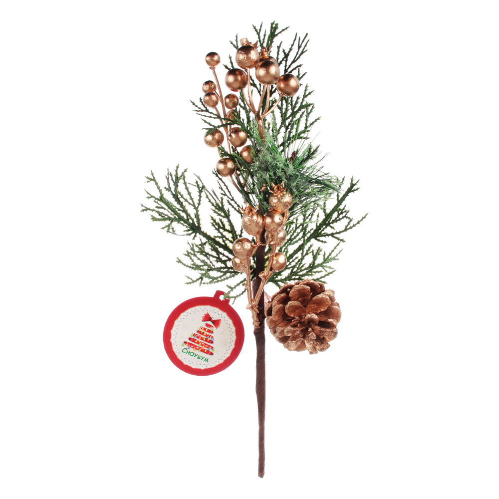 СНОУ БУМ Украшение декоративное в виде веточки, пластик, 32см, 6 видов, арт.№ 353-088