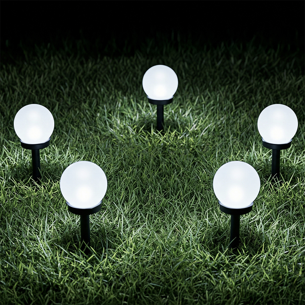 INBLOOM Фонарь садовый на солн. батарее, Шар, 10х10х34см, 1LED, белый, 1x1.2V 40mAh NI-MH, пластик, арт.№ 475-306