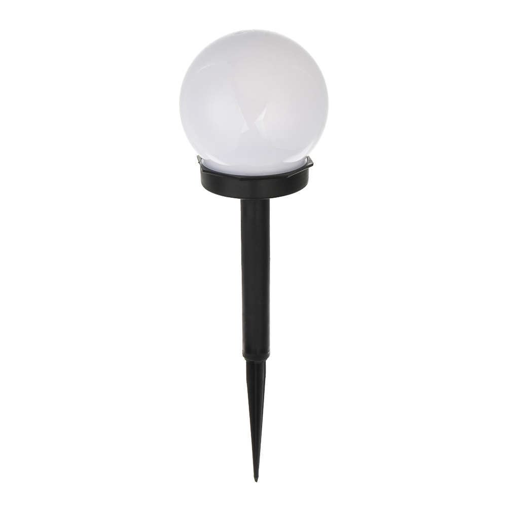 INBLOOM Фонарь садовый на солн. батарее, Шар, 10х10х34см, 1LED, белый, 1x1.2V 40mAh NI-MH, пластик, арт.№ 475-306