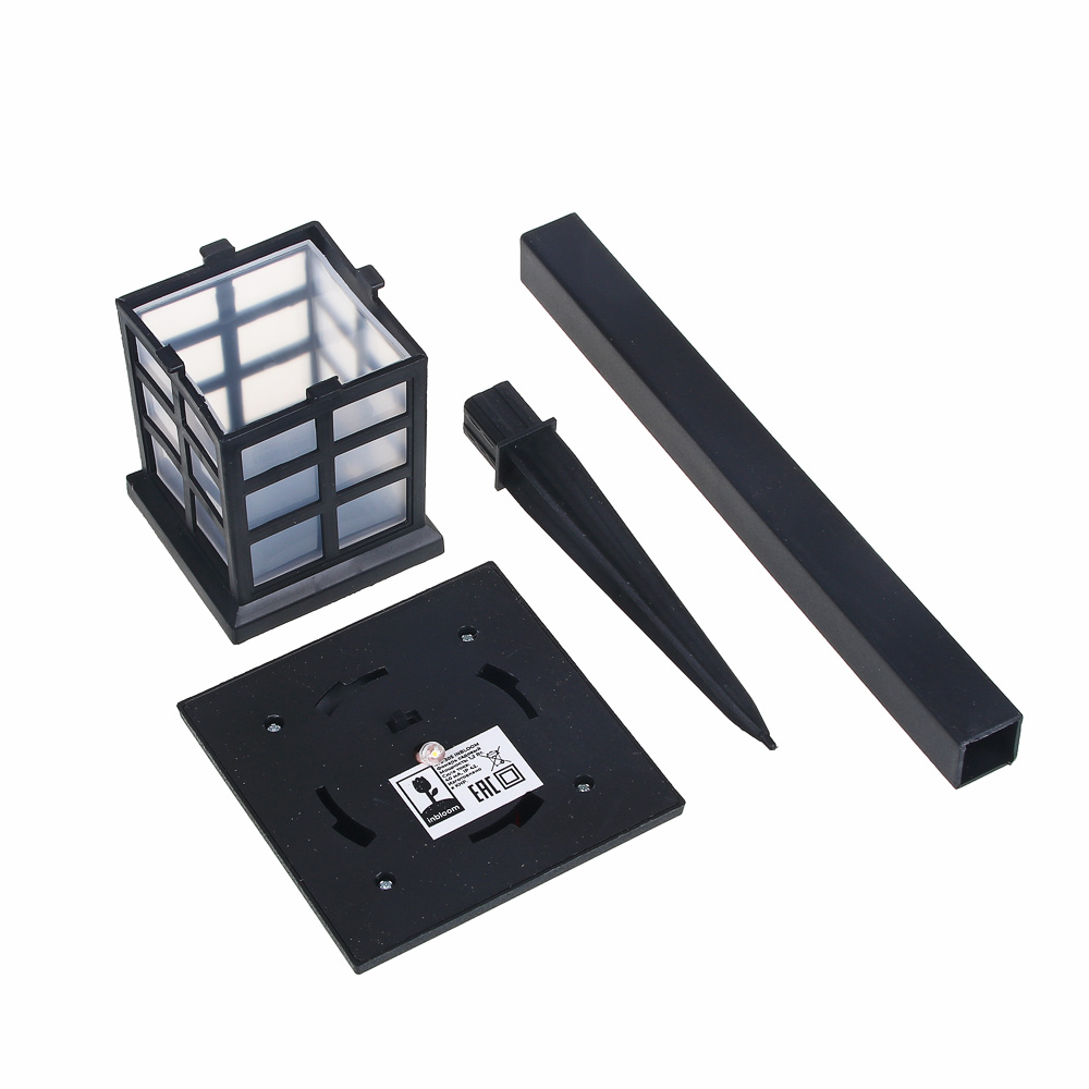 INBLOOM Фонарь садовый на солнечной батарее, пластик, 8,5х8,5х38см 1,2 Вт  NI-MH 1.2V/600 Мач, IP 42, арт.№ 475-305