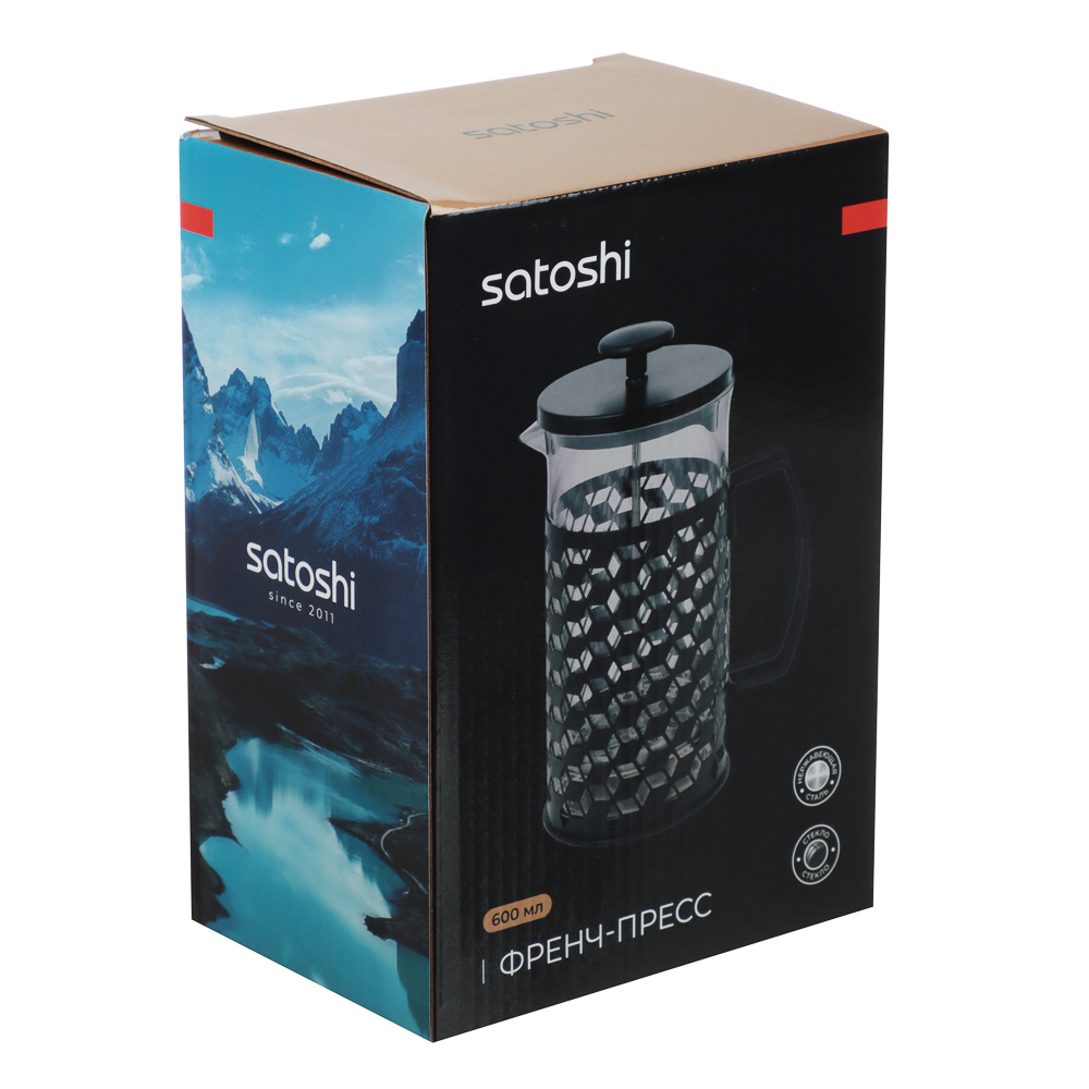 SATOSHI Монблан Френч-пресс 600мл, стекло, нерж.сталь, арт.№ 850-271