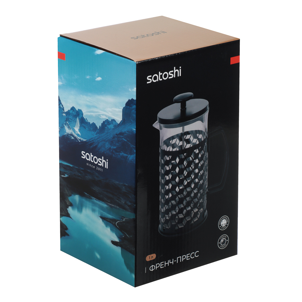 SATOSHI Монблан Френч-пресс 1000мл, стекло, нерж.сталь, арт.№ 850-272