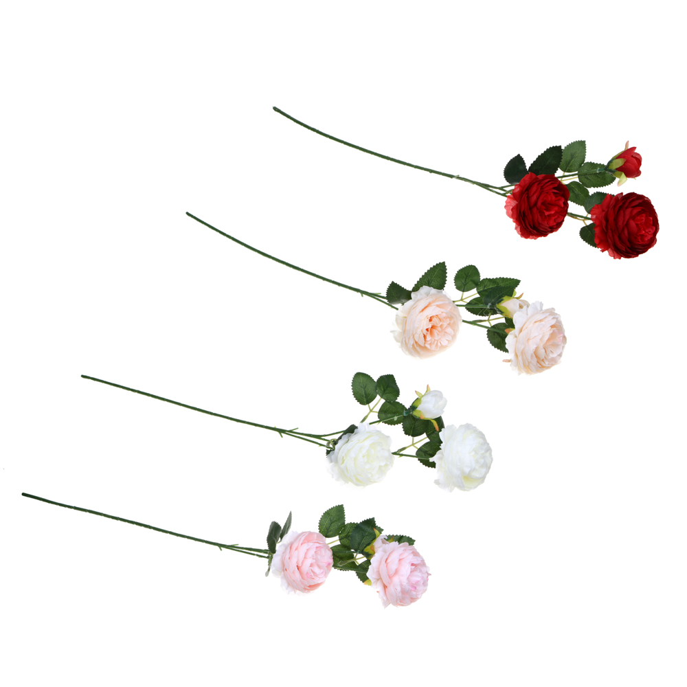 LADECOR Букет искусственных цветов розы, 65 см, ткань, пластик, железная проволока, 4 цвета, арт.№ 535-198