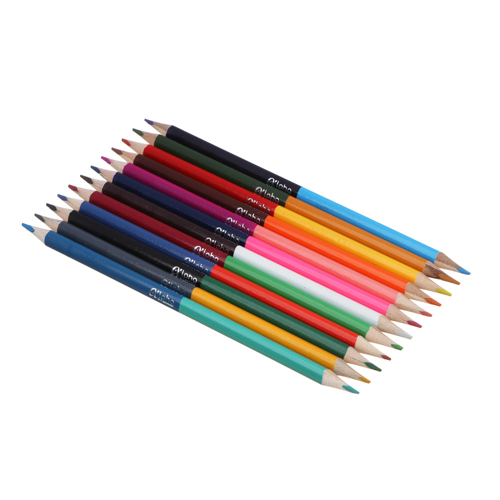 Карандаши двусторонние 24цв. ClipStudio Альфа 3-гранные заточ., дерево, 2М, к/к, ПРЕМИУМ, 12шт., арт.№ 228-001