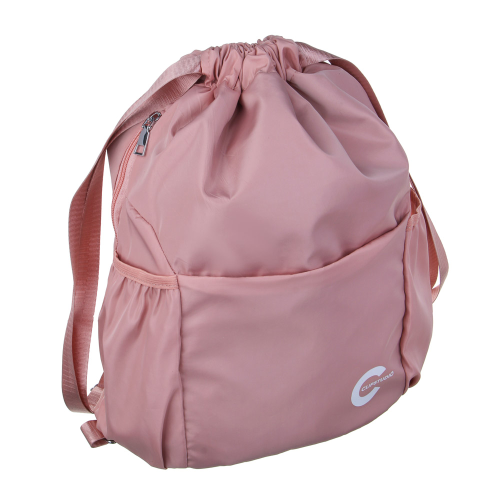 Рюкзак - мешок 41х31х14см, 1 отд.на завязке, 4 кармана, широкий ремень, нейлон, розовый, арт.№ 593-006