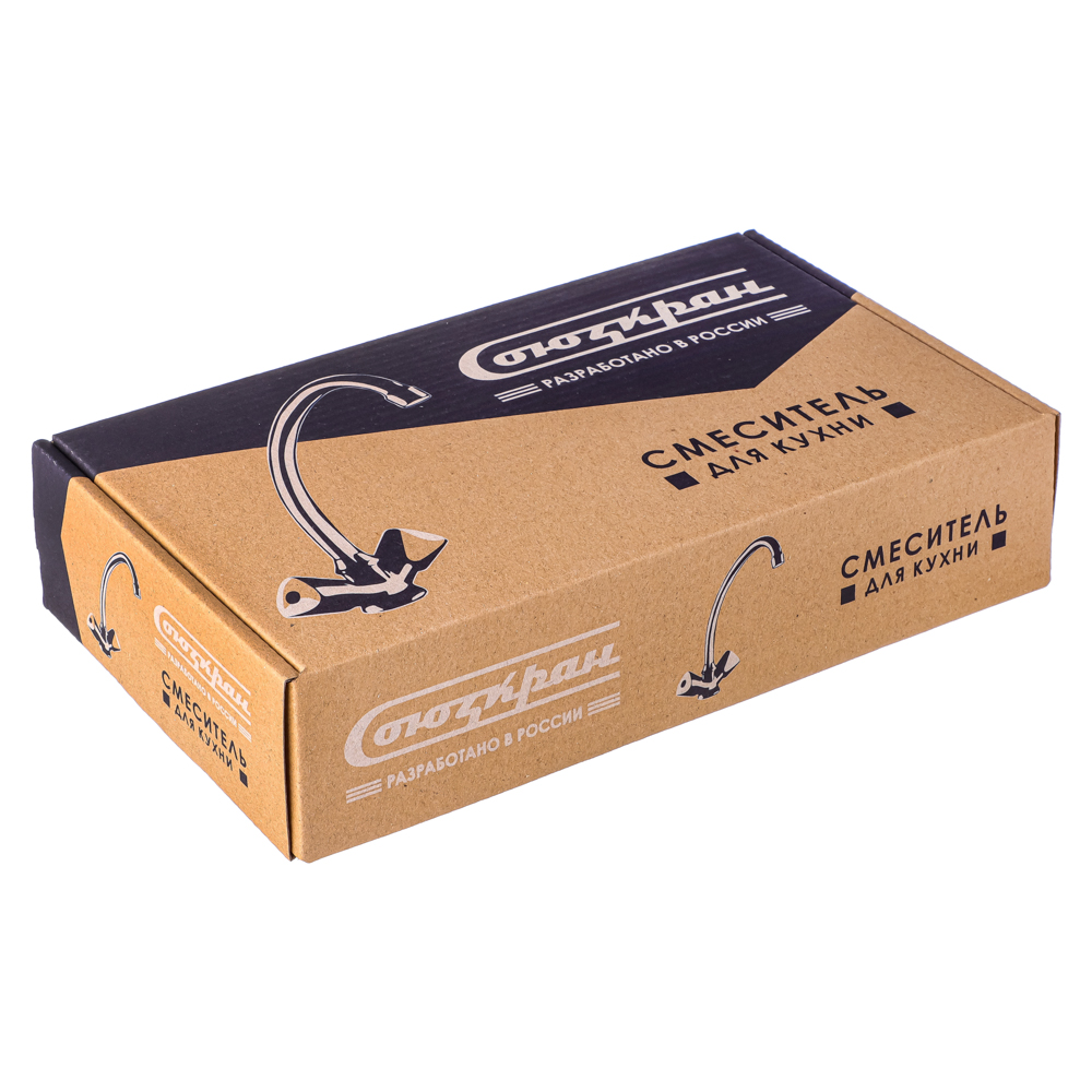 СоюзКран Смеситель для кухни, поворотный излив 20см, керам. кран-буксы 1/2, хром, цинк, SK01-T204, арт.№ 567-063