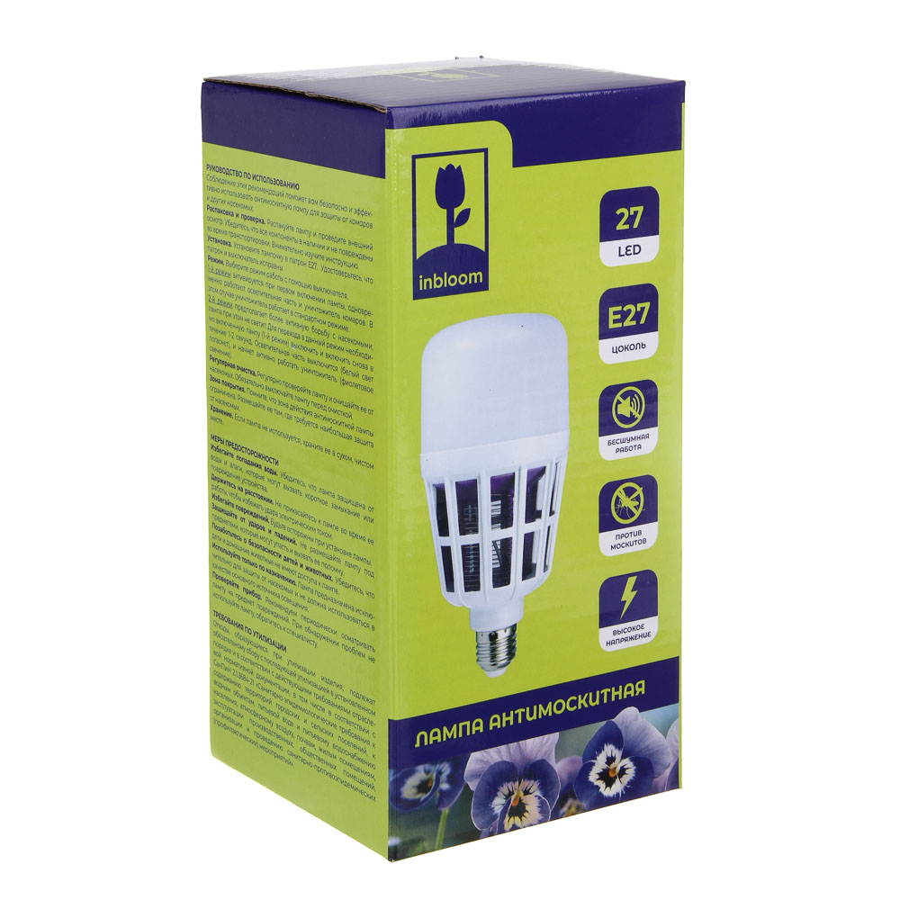 INBLOOM Лампа антимоскитная 18х9см, E27, 27LED, пластик, арт.№ 159-006