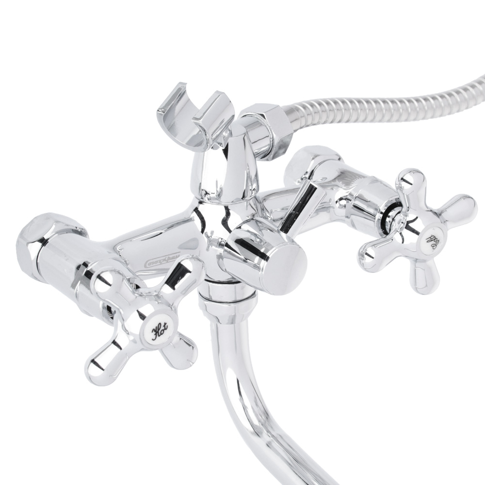 СоюзКран Смеситель для ванны с душем, круглый излив 30см, кер. кран-буксы 1/2, хром, цинк, SK08-S222, арт.№ 567-037