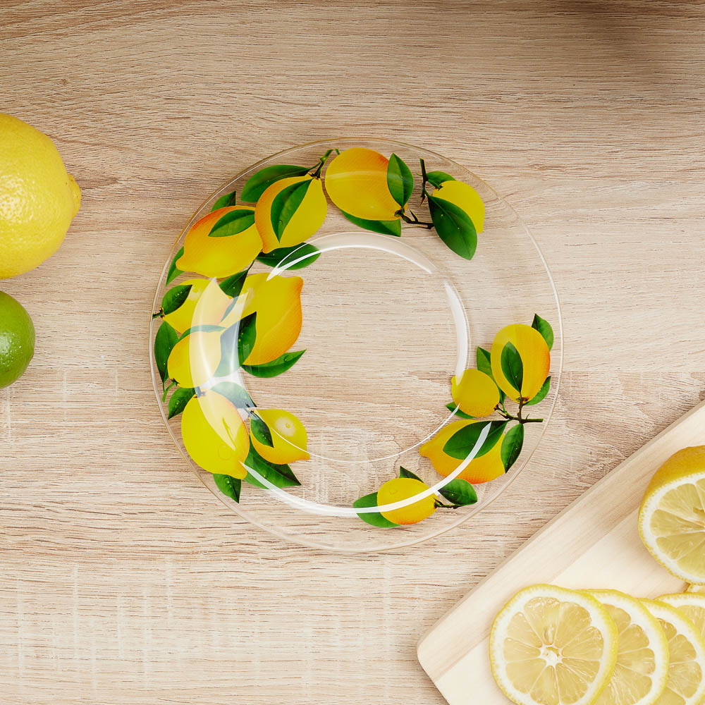 Тарелка десертная 19см, Лимоны, стекло, арт.№ 877-689
