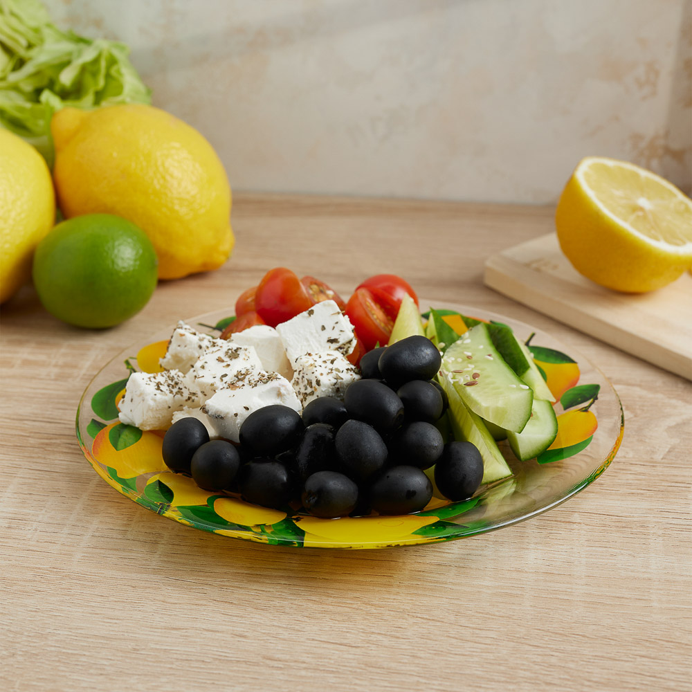 Тарелка десертная 19см, Лимоны, стекло, арт.№ 877-689