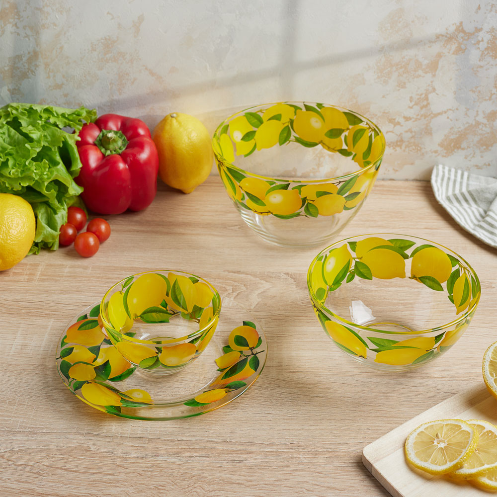 Тарелка десертная 19см, Лимоны, стекло, арт.№ 877-689