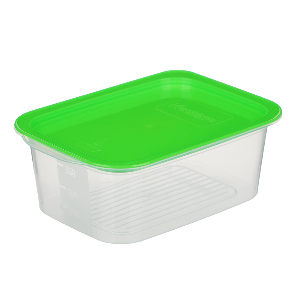 Контейнер пищевой прямоугольный 0,66л с паровыпуском и мерной шкалой, пластик, арт.№ 861-540